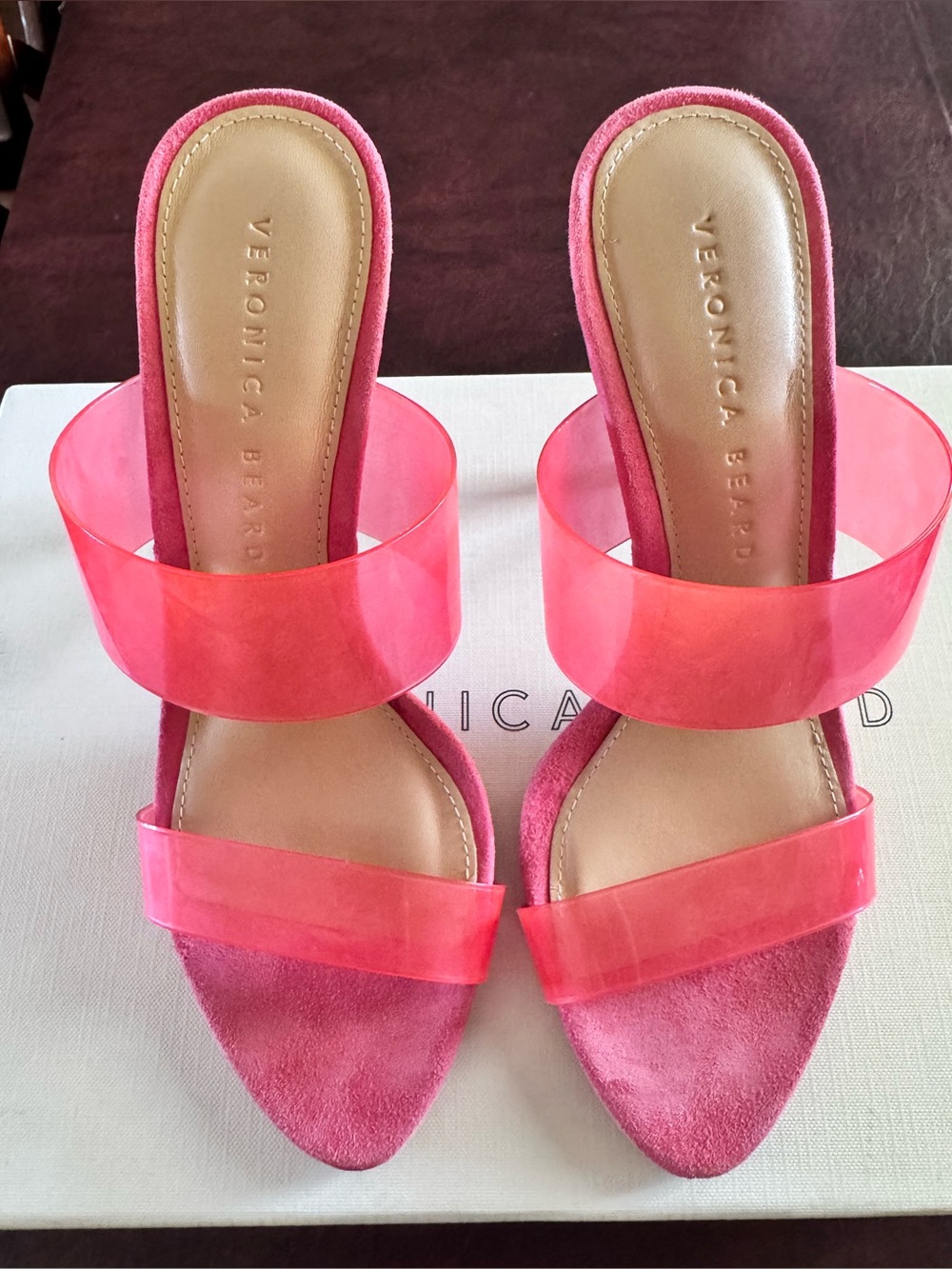 VERONICA BEARD PINK SUEDE HEELS WITH BOX